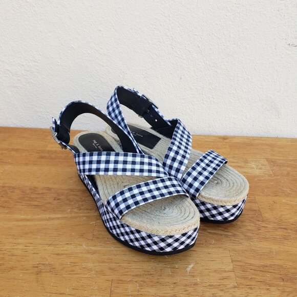 rag & bone Megan Gingham Navy White Sandals - Picture 8 of 12